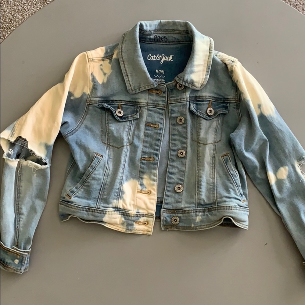 Girls Medium Cat and Jack Custom Bleached Jacket